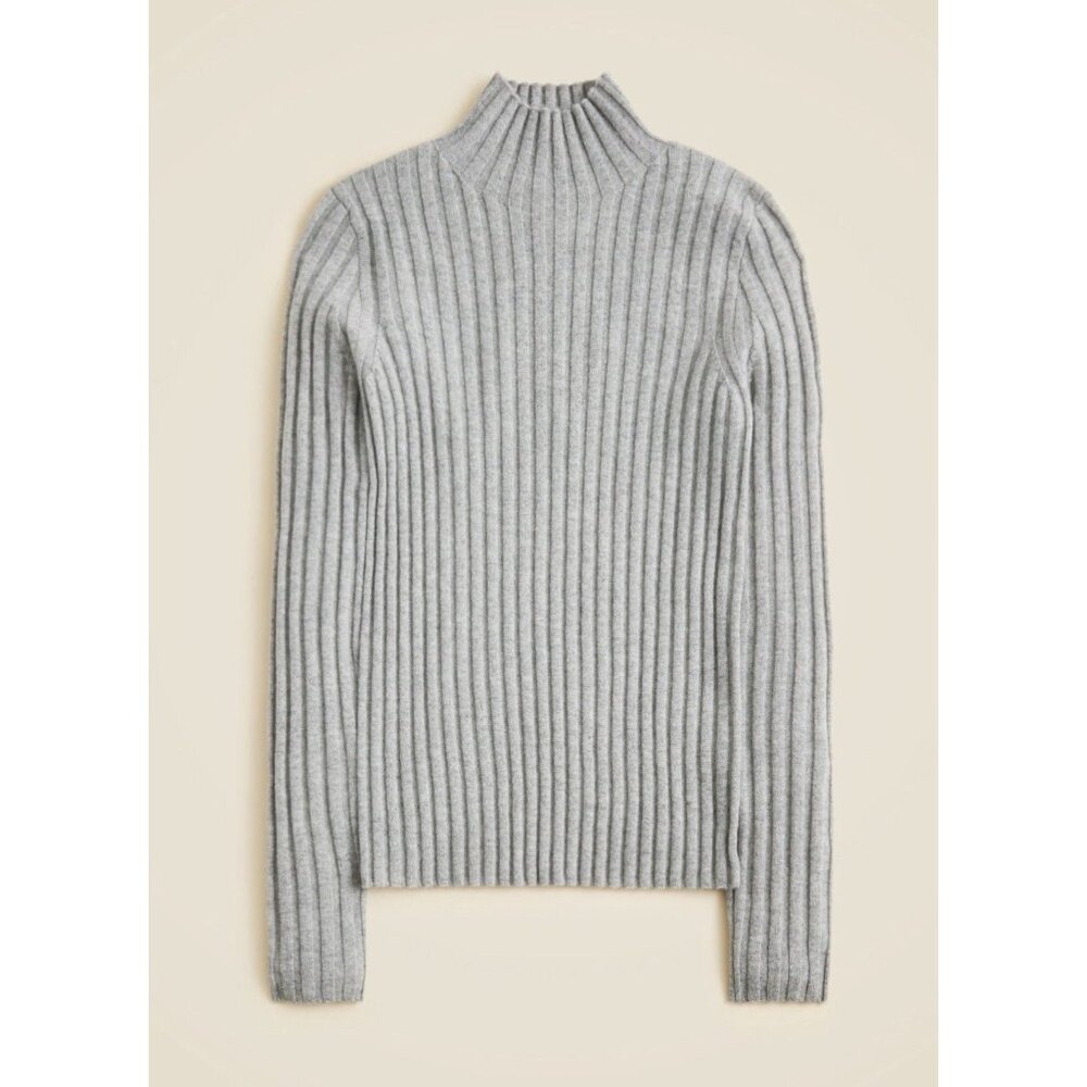 NWT J.Crew Womens 100% Cashmere Turtleneck XS Wide Rib Gray Sweater Luxury Chic - Picture 10 of 12